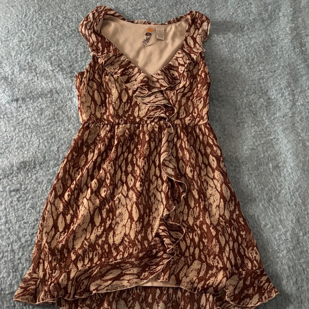 Mimi Chica Brown and Cream Patterned Dress